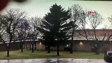 Üzerine yıldırım düşen ağacın ortadan ikiye ayrıldığı anlar!