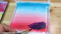 How To Paint Sunset Landscape | Easy Watercolor Sunset Painting For Beginners | Daily Challenge