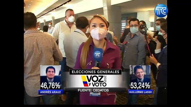 Líder del partido político CREO se pronuncia ante resultados preliminares