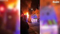 Car on fire in Belfast during another night of violence in Northern Ireland