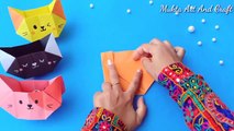 How To Make Origami Paper Box //Easy Origami Paper Cat Box Tutorial