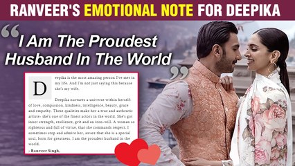 Ranveer Singh Gets EMOTIONAL For Deepika Padukone, Says, 'I Am The Proudest Husband'