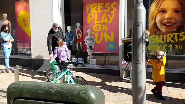 Shoppers queued for Primark on The Moor in Sheffield as shops reopened on April 12th 2021.