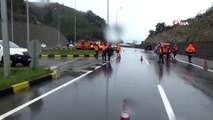 Zonguldak’ta heyelan sonrası karayolu ulaşıma kapandı