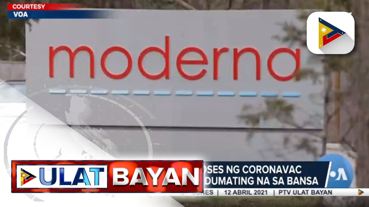 Karagdagang 500-K doses ng CoronaVac na binili ng Pilipinas sa China, dumating na sa bansa; pagpapadala ng COVID-19 vaccine ng Moderna at Pfizer sa Pilipinas, maaaring mapaaga sa Mayo