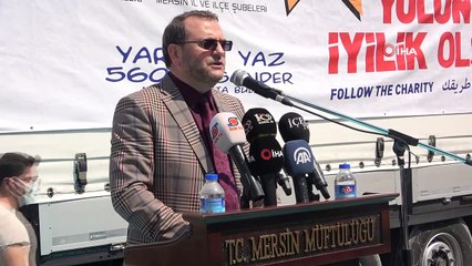 Mersin'den İdlib ve Azez'e 11 yardım tırı dualarla yola çıktı