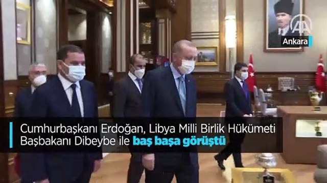 Cumhurbaşkanı Erdoğan, Libya Milli Birlik Hükümeti Başbakanı Dibeybe ile baş başa görüştü