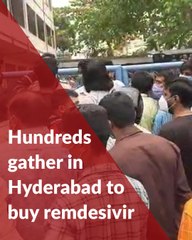 Hundreds of people gather at pharma company in Hyderabad to buy remdesivir