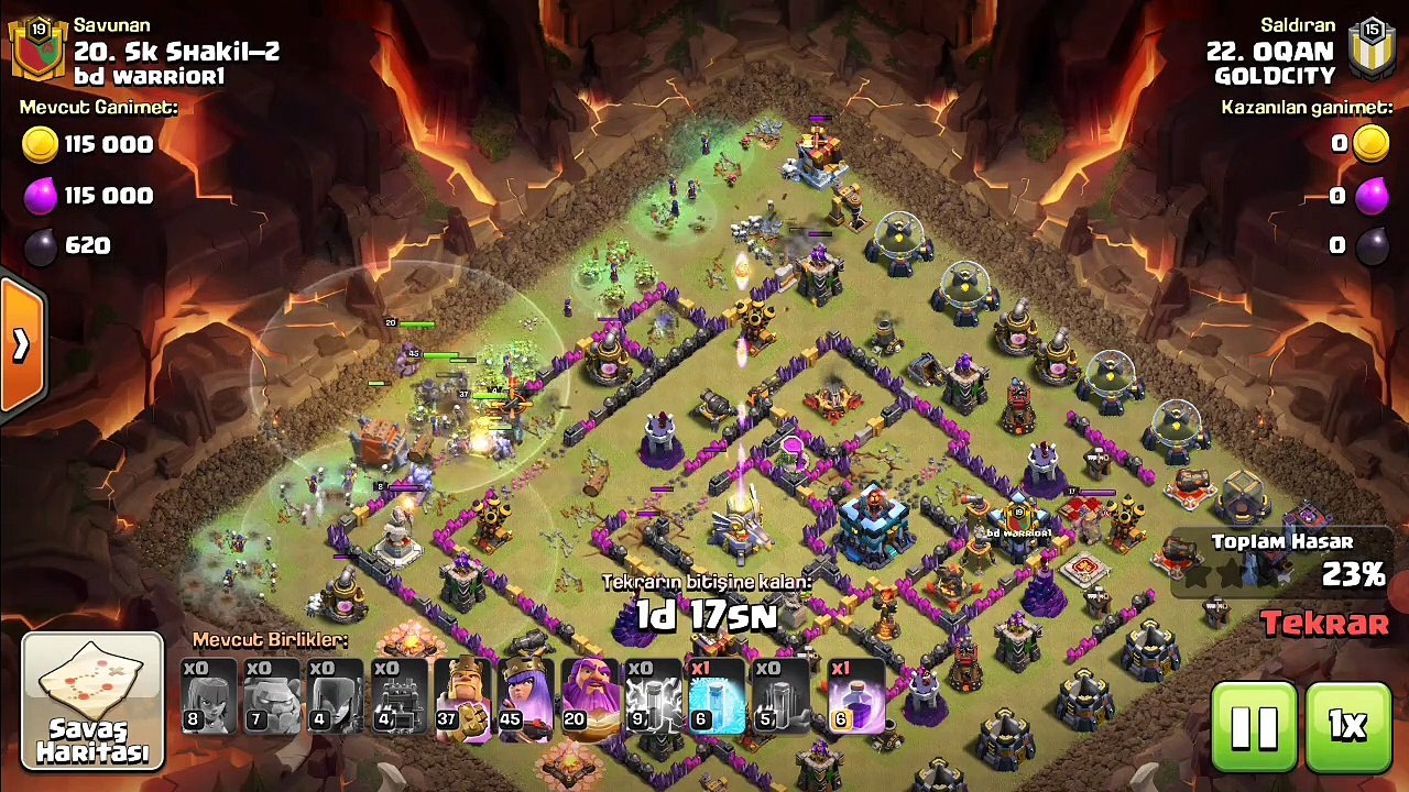 Clash Of Clans _ BB12 GOLEM ve CADI Saldırısı ile 3 yıldızlı saldırı örneği.