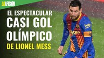 El espectacular casi gol olímpico de Lionel Messi en el Clásico español
