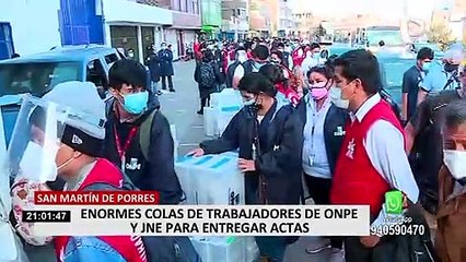 SMP: largas filas realizaron trabajadores de la ONPE y el JNE para entregar ánforas