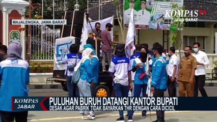 Tolak THR Dicicil Buruh Kepung Kantor Bupati Majalengka