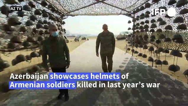 Azerbaijani president visits park displaying military trophies from Karabakh war