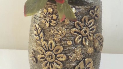 How to make a Beautiful Vase with CARDBOARD and White Cement