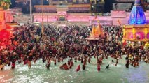 Haridwar Shahi Snan:Devotees take a holy dip in river Ganga