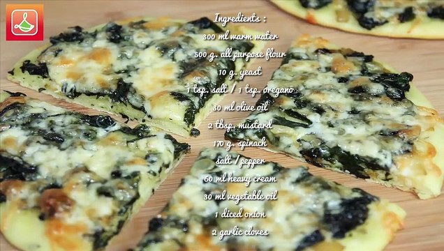 Pizza Aux Épinards & Fromage - Spinach & Cheese Pizza - بيتزا بالسبانخ