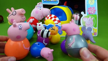 Peppa Pig Rockin Rocket Weebles Toys Mummy Daddy Pig George Train Plush Ty Suzy Sheep Zoe Emily Toys