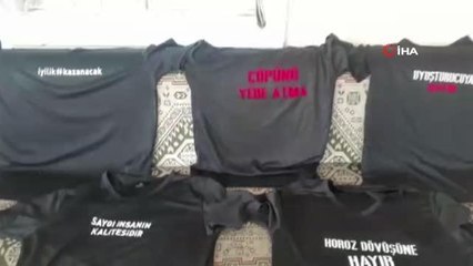 Muhtardan tişörtlü sosyal mesaj