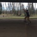 Skateboarder Performs Kickflip While Throwing Three-Pointer Shot on Basketball Court
