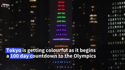 Tokyo lights up to mark 100 days until Olympics