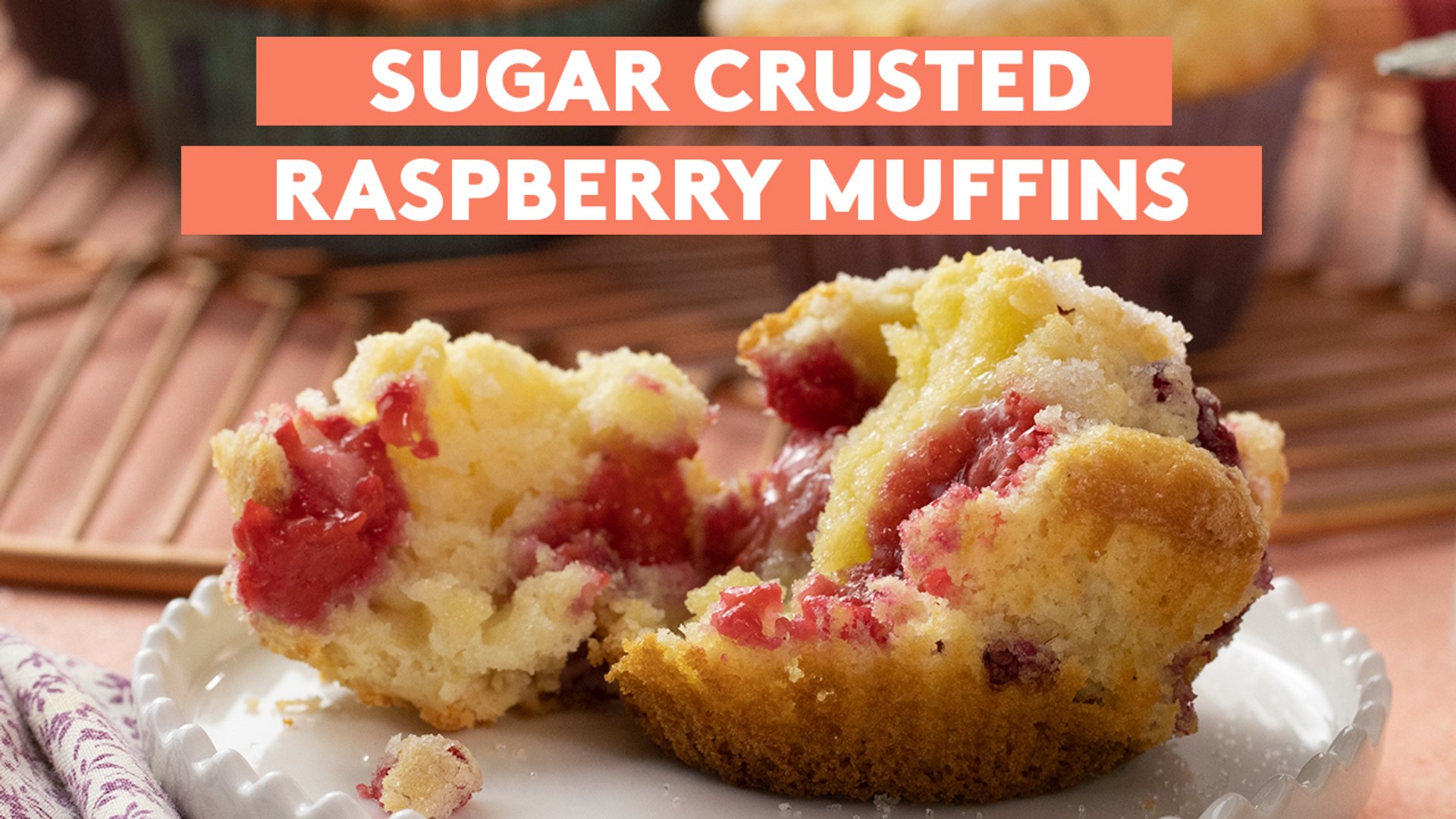 ⁣Sugar-Crusted Raspberry Muffins