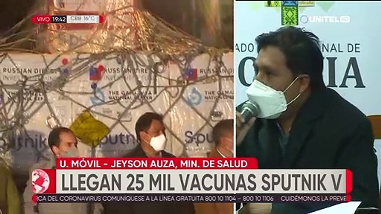 Bolivia recibe un lote de 25 mil dosis de la vacuna Sputnik V