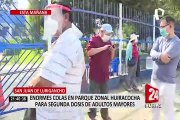 Adultos mayores formaron largas colas para ser vacunados en parque zonal Huiracocha