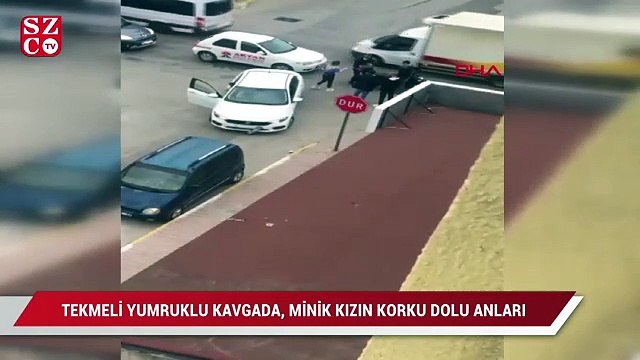 Tekmeli yurmuklu kavgada, minik kızın korku dolu anları