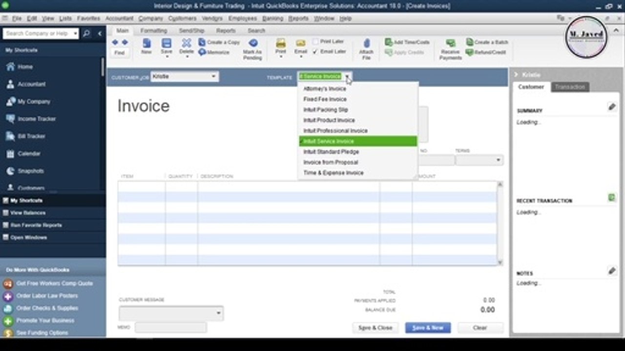 QuickBooks Desktop  Create Your First Invoice