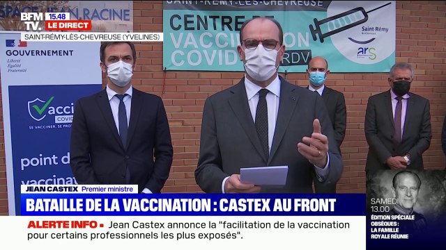Jean Castex annonce la vaccination prioritaire pour certains professionnels dont les enseignants et les forces de l'ordre de plus de 55 ans