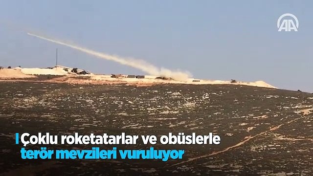 Çoklu roketatar ve obüslerle terör mevzileri vuruluyor