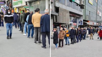 Ucuz baklavayı duyanlar salgını unuttu! Dükkan önündeki uzun kuyruk 'pes' dedirtti