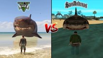 GTA 5 MEGALODON SHARK VS GTA SAN ANDREAS MEGALODON SHARK - WHICH IS BEST_