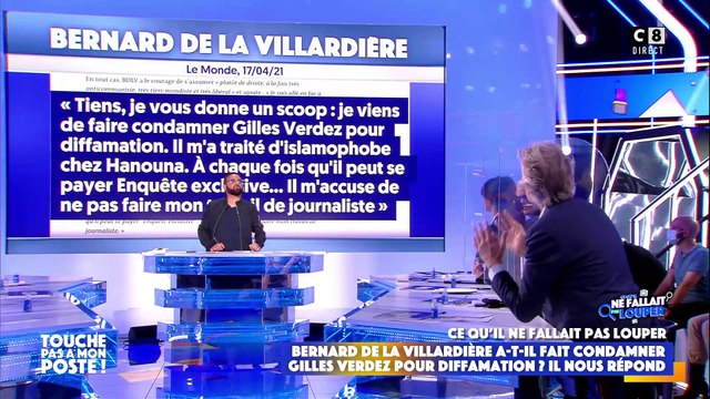 Gilles Verdez confirme avoir été condamné pour diffamation par Bernard de la Villardière et révèle le montant de son amende - Touche pas à mon poste , C8