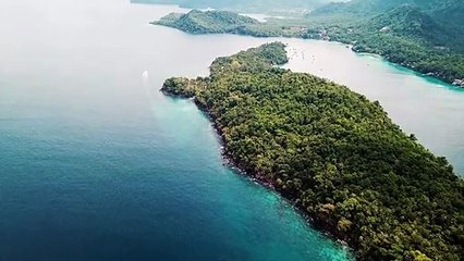 Amazing Aerial View Of A Beautiful Island 8k