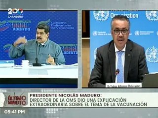 Pdte. Maduro: OMS denunció que el 88% de las vacunas contra la COVID-19 han sido destinadas a solo 15 países del mundo