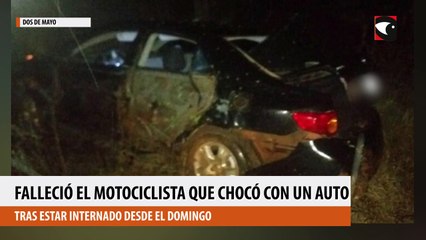 Tras estar internado desde el domingo, falleció el motociclista que chocó con un auto en Dos de Mayo