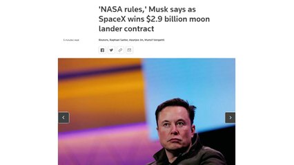 NASA, 美 달 착륙선 사업자로 스페이스X 선정...베이조스 우주사업 차질 / YTN