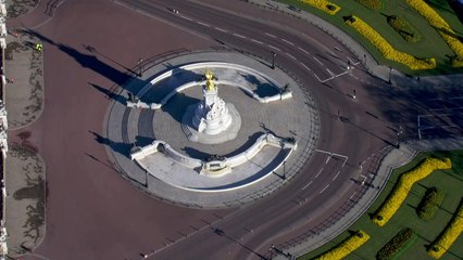 Aerials over Buckingham Palace on morning of Duke’s funeral
