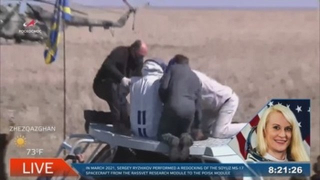 Nave Soyuz MS-17 con tres tripulantes a bordo aterriza en la estepa kazaja