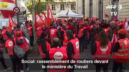 Rassemblement de routiers devant le ministère du Travail