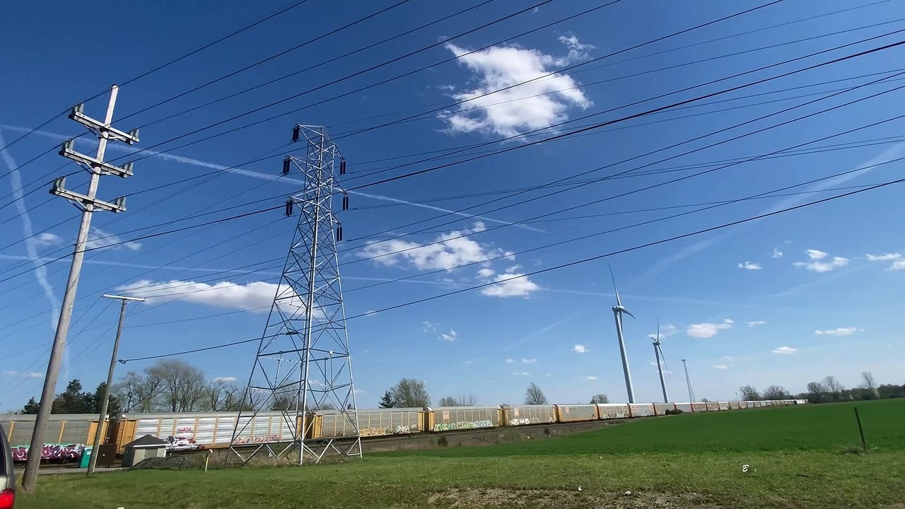 Train in Findlay Ohio on Spring Day