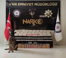 VAN'DA DURDURULAN ARAÇTA ARAMA YAPILDI; 'REXO', 103 KİLO 'EROİN' BULDU