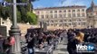 Bauli in piazza del Popolo a Roma per dare una svegliata al Governo Draghi: 