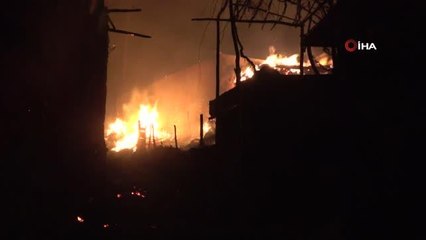 Uşak'ta 2 ev ve 1 ahırı alevler sardı: Çok sayıda hayvan telef oldu