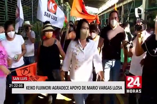 San Luis: Keiko Fujimori agradece apoyo del escritor Mario Vargas Llosa