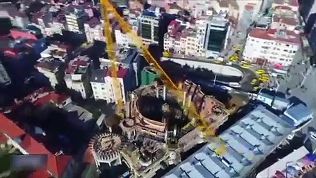 Taksim Camii’nin inşaatındaki son durum havadan görüntülendi