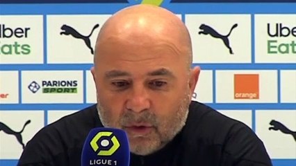 Football - Ligue 1 - Jorge Sampaoli en conférence de presse après OM 3-2 Lorient