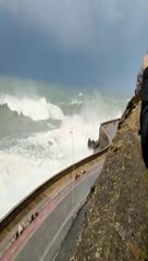 big waves hitting shore