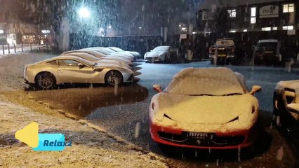 Snowing on car - relaxing, gentle, calming